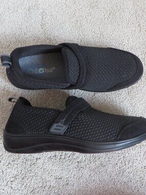 Orthofeed quincy womens flat shoes size 9 black slip on strap #821